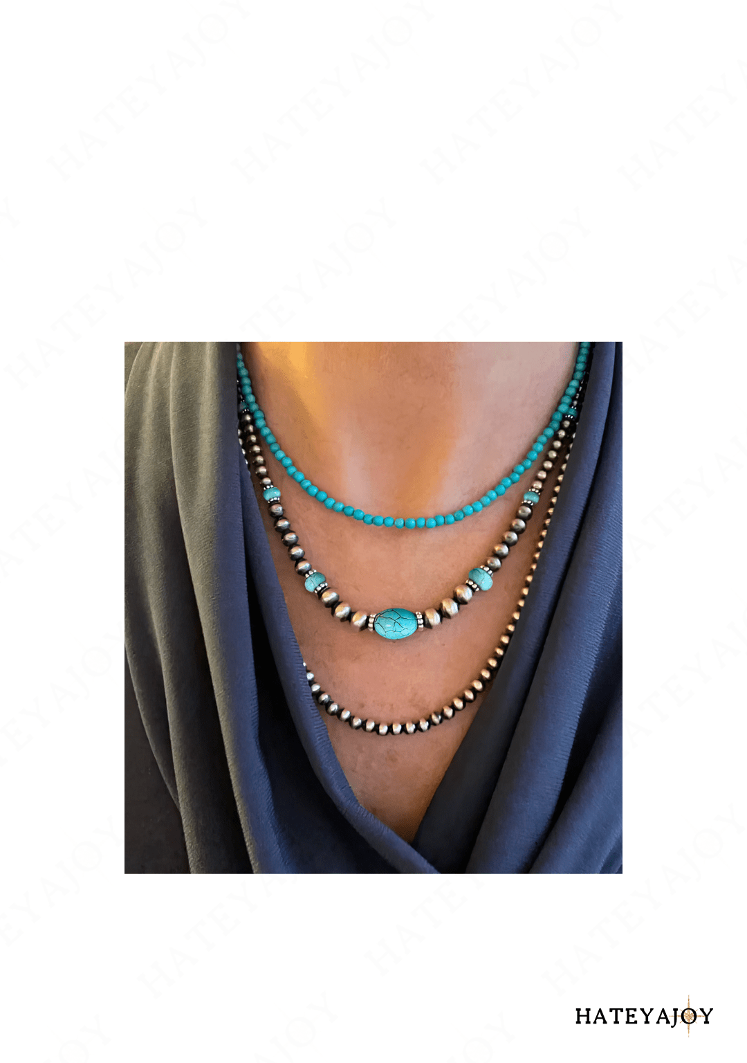 3 Colliers Femme Western Turquoise<br>Xenia