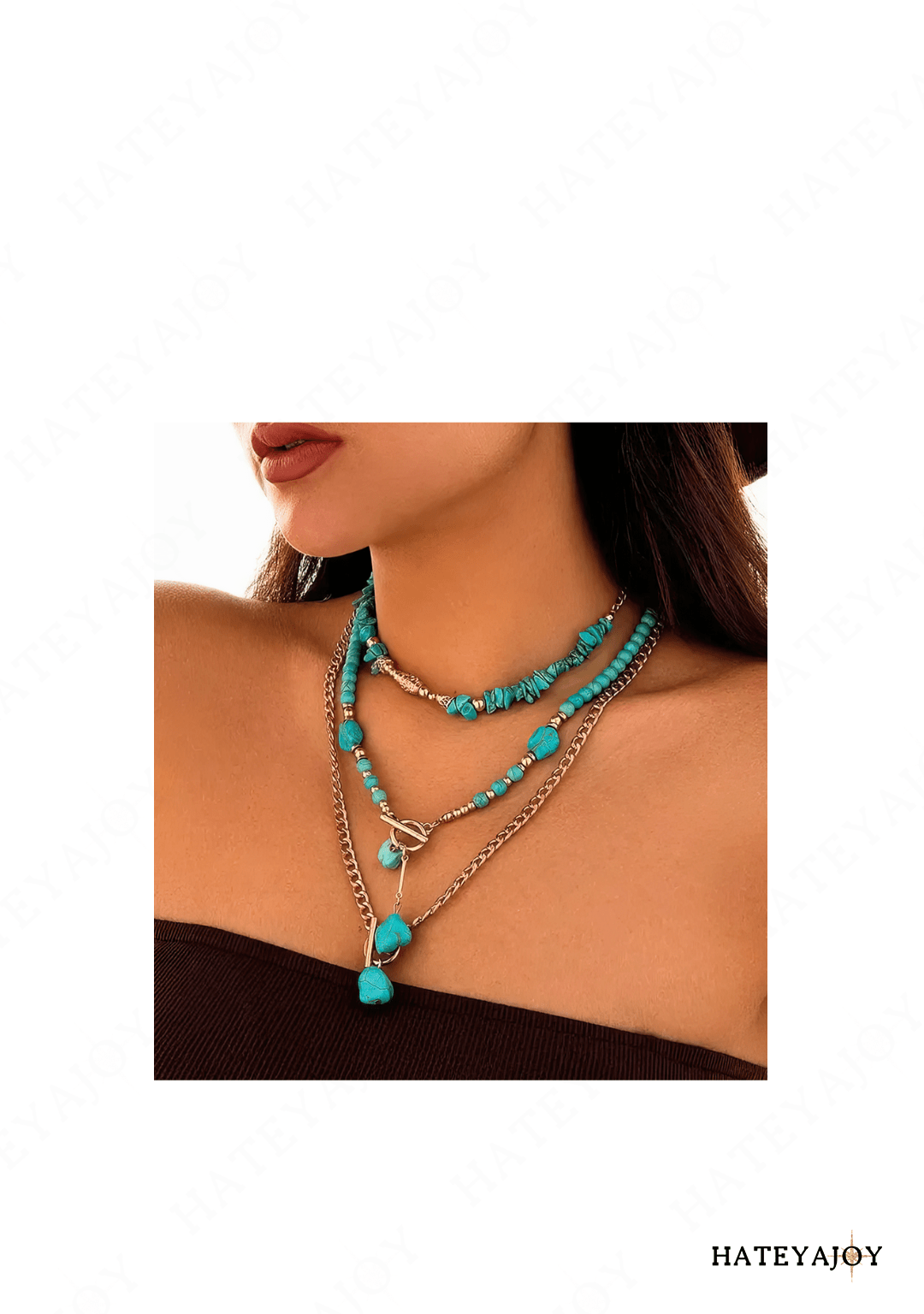 3 Colliers Ras-de-Cou Boho Perles Bleue<br>Erine