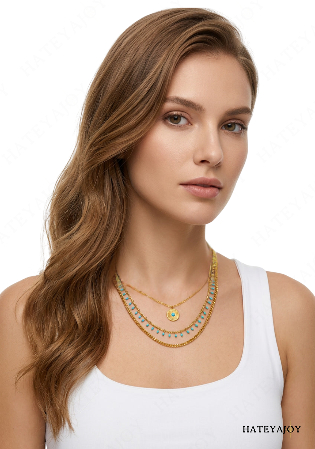 Collier Doré Touche Turquoise Bohème Chic<br>Bela