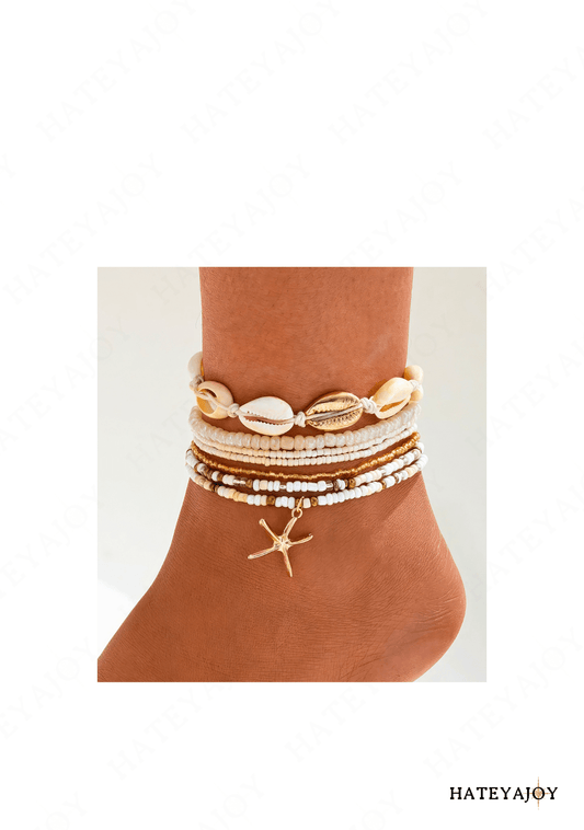Bracelets Cheville Coquillages Perles Look Boho<br>Pastel
