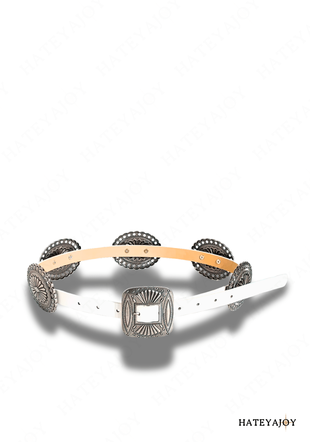 Ceinture Boucles Métal Boho Cowboy | Djones | HateyaJoy Blanc / 100 cm