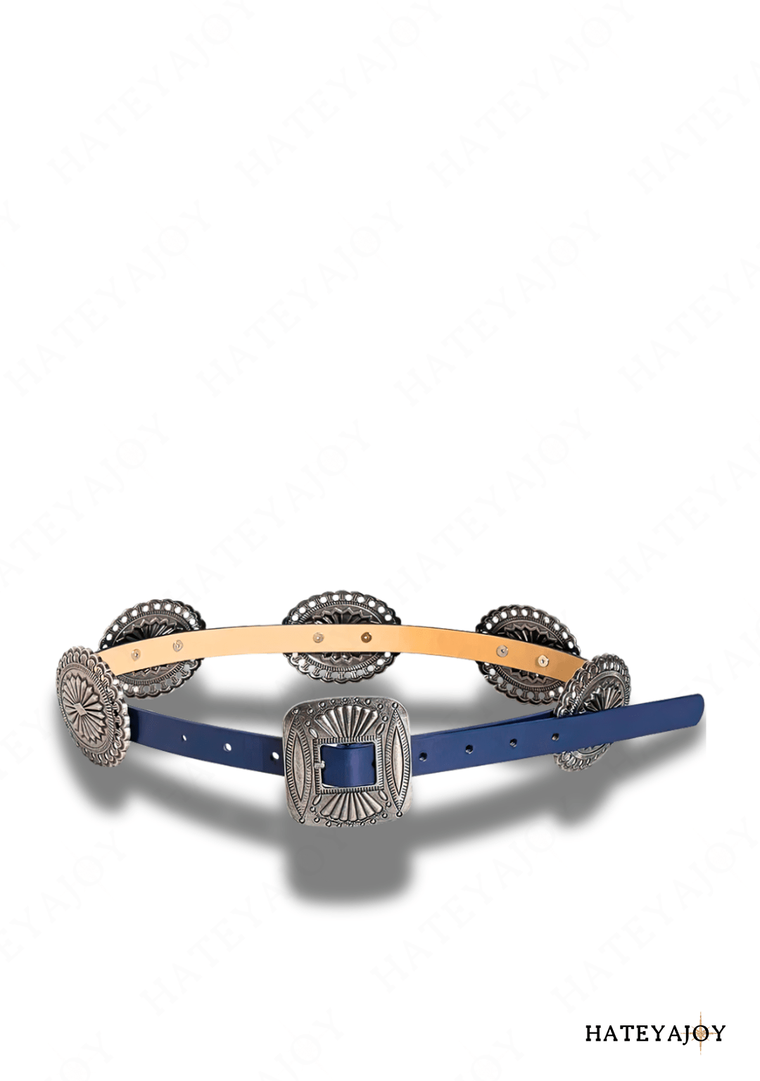 Ceinture Boucles Métal Boho Cowboy | Djones | HateyaJoy Bleu Marine / 100 cm