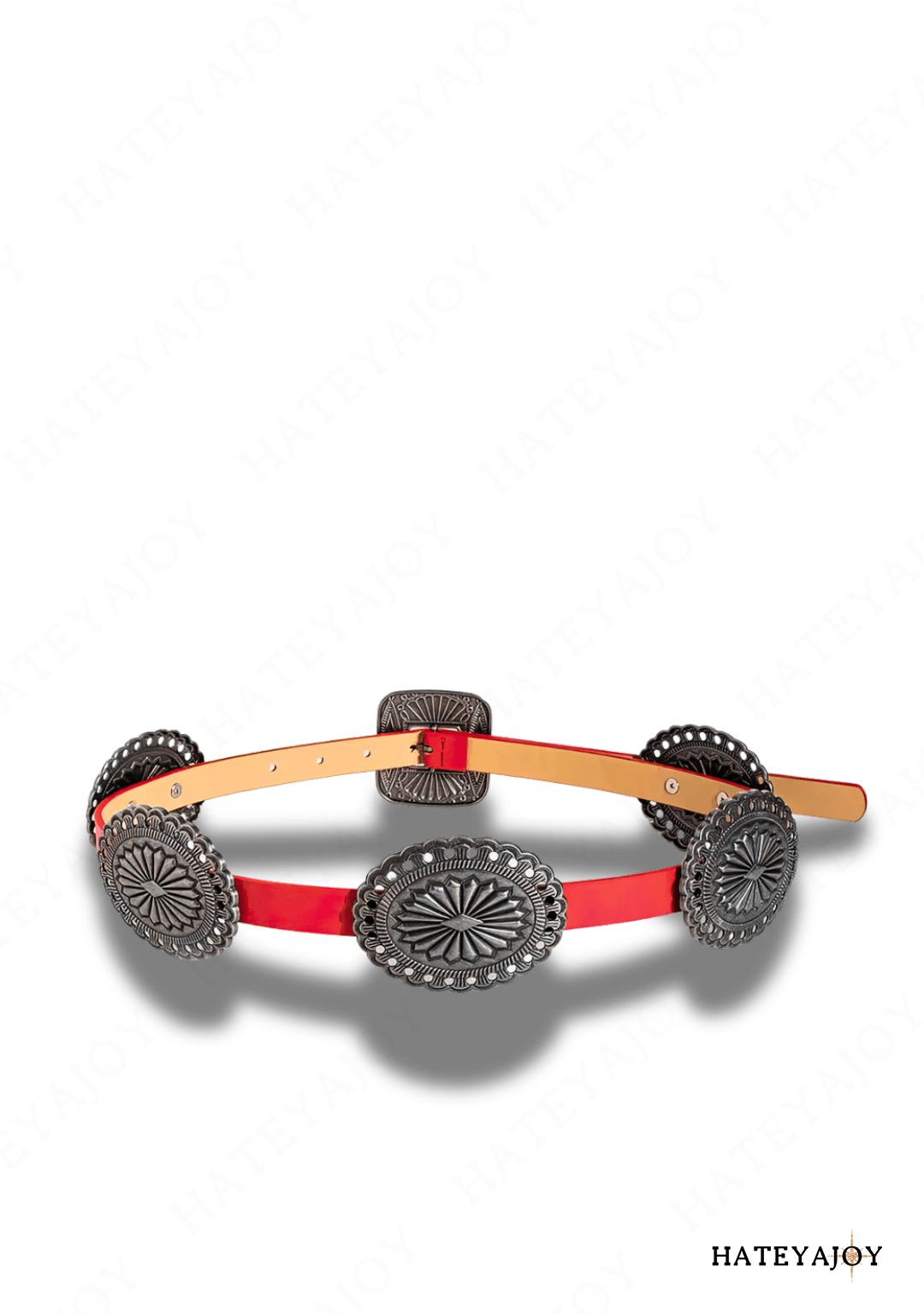 Ceinture Boucles Métal Boho Cowboy | Djones | HateyaJoy Rouge / 100 cm