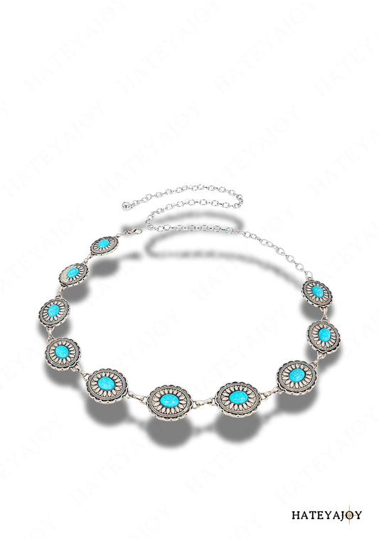 Ceinture Métal Pâquerette Turquoises<br>Ely