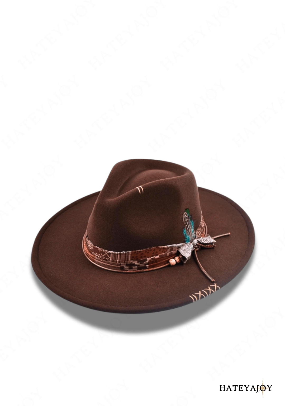 Chapeau Fedora Bohème Plumes<br>Elybrown