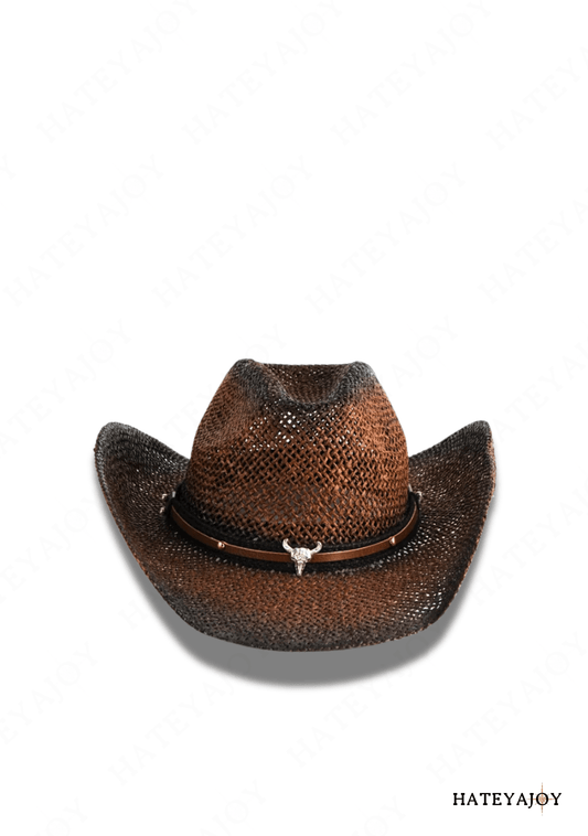 Chapeau Western Tressé Cowgirl Paille Léger<br>Coyote