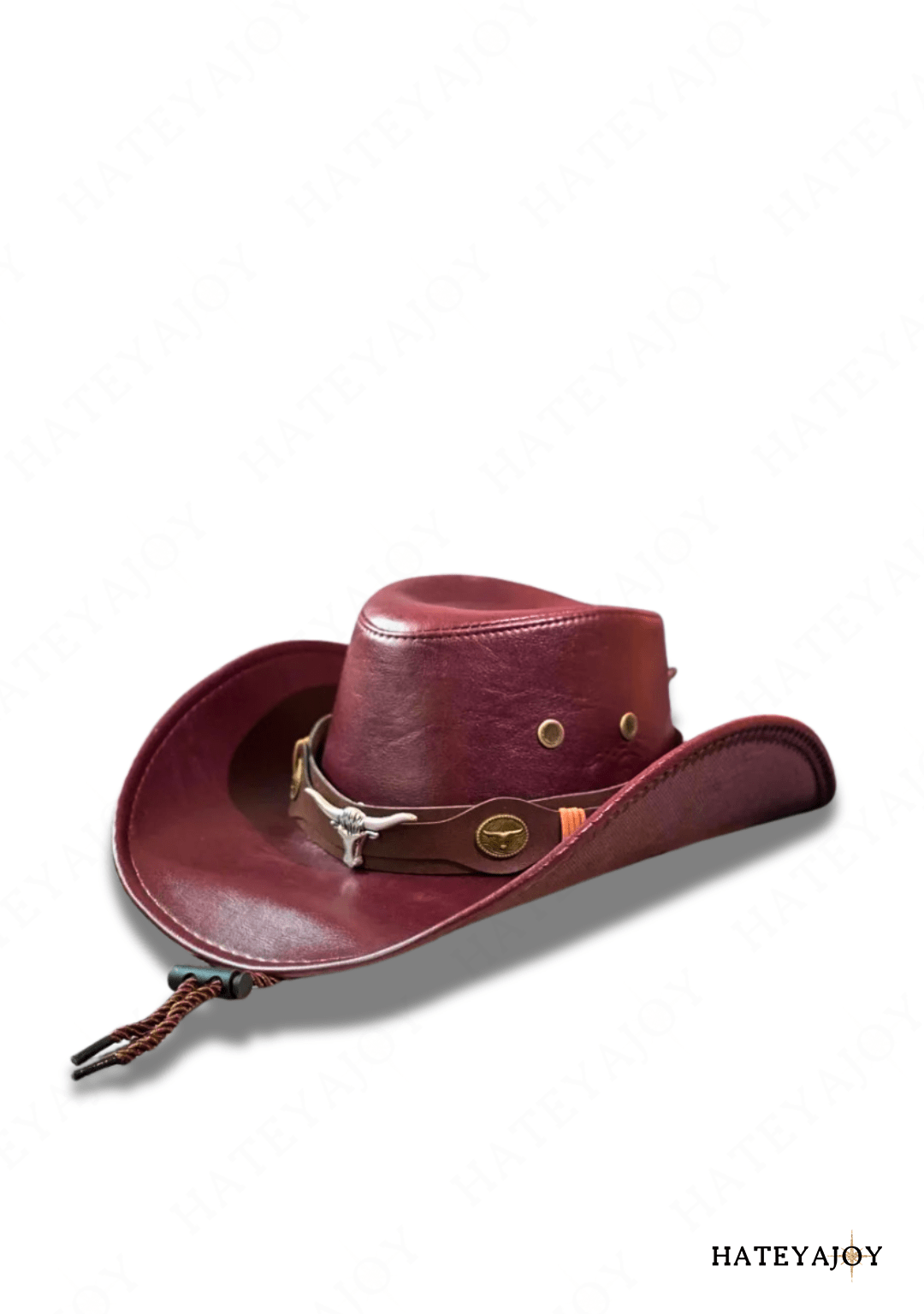 Chapeau Western Unisexe Similicuir Bohème Cowboy | Georgia | HateyaJoy Bordeaux