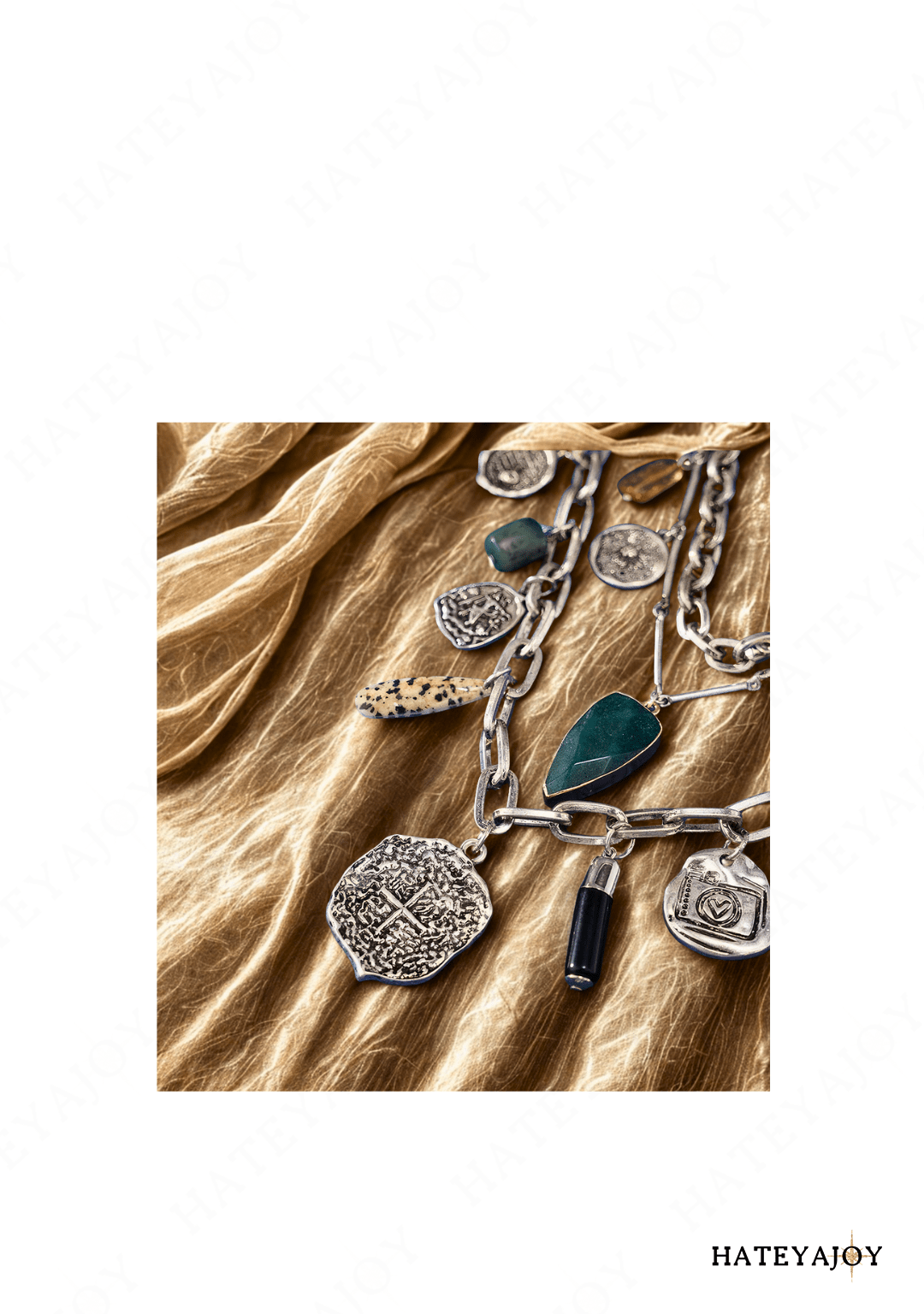 Collier Multi-rangs Boho Chic Pendentifs | Aquazur | HateyaJoy Acier Inoxydable Argenté