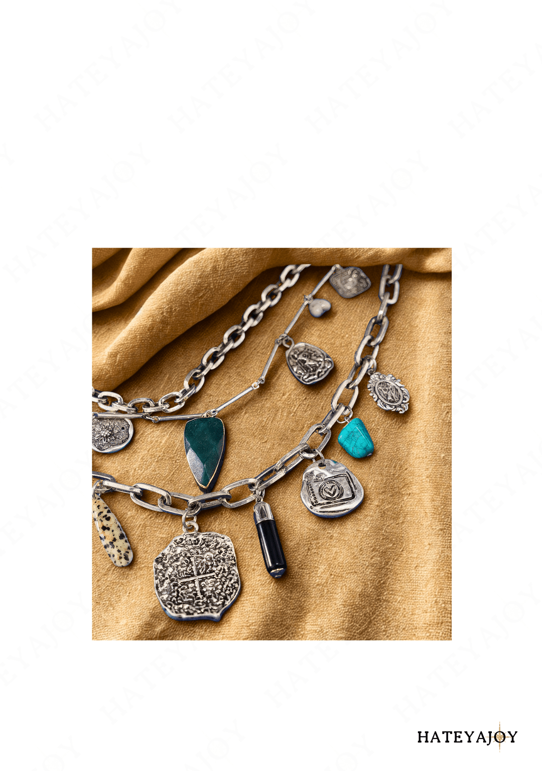 Collier Multi-rangs Boho Chic Pendentifs | Aquazur | HateyaJoy Acier Inoxydable Argenté