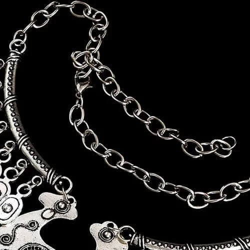 Collier Ras-du-cou à Pièces Bijou Bohème Tribal | Iroquois | HateyaJoy Argenté