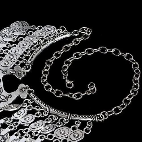 Collier Ras-du-cou à Pièces Bijou Bohème Tribal | Iroquois | HateyaJoy Argenté