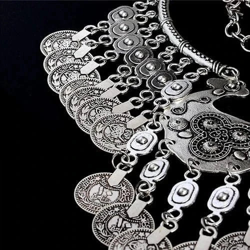 Collier Ras-du-cou à Pièces Bijou Bohème Tribal | Iroquois | HateyaJoy Argenté