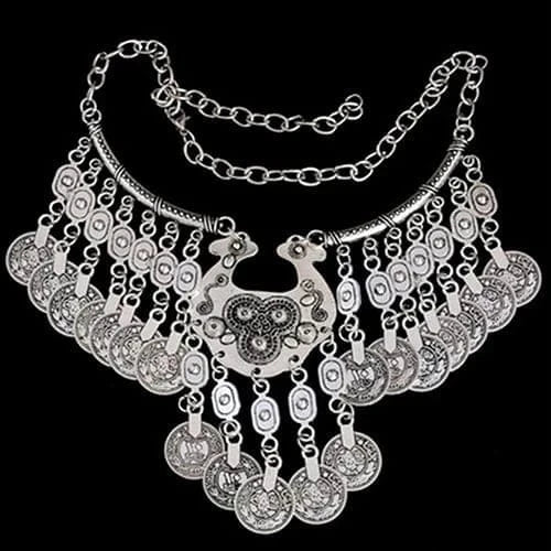 Collier Ras-du-cou à Pièces Bijou Bohème Tribal | Iroquois | HateyaJoy Argenté