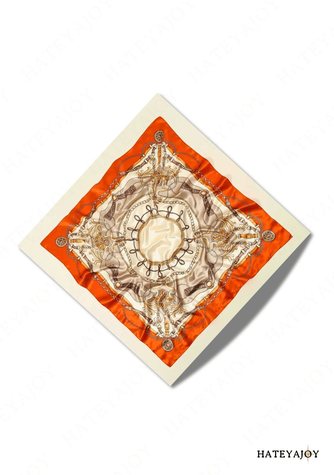 Foulard Carré Femme Effet Soie Imprimé | Wild Soul | HateyaJoy Orange / 90 x 90