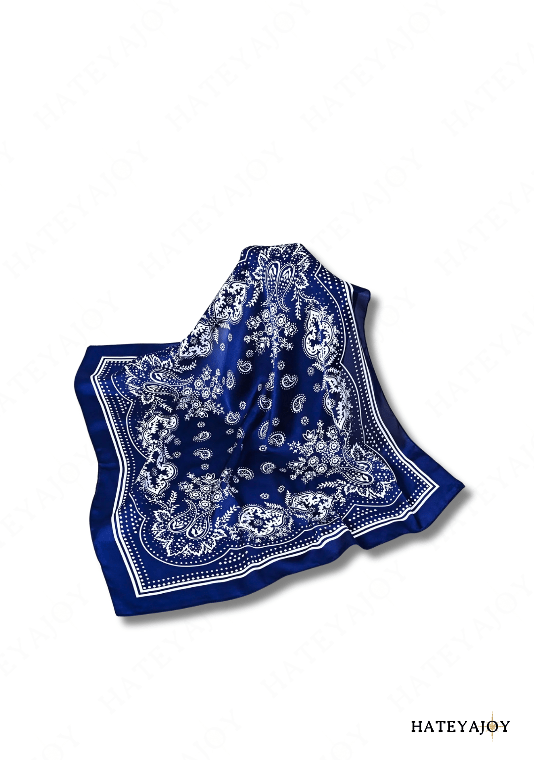 Foulard Carré Satin Femme Boho<br>Wild Soul | HateyaJoy Bleu Foncé / 70 x 70