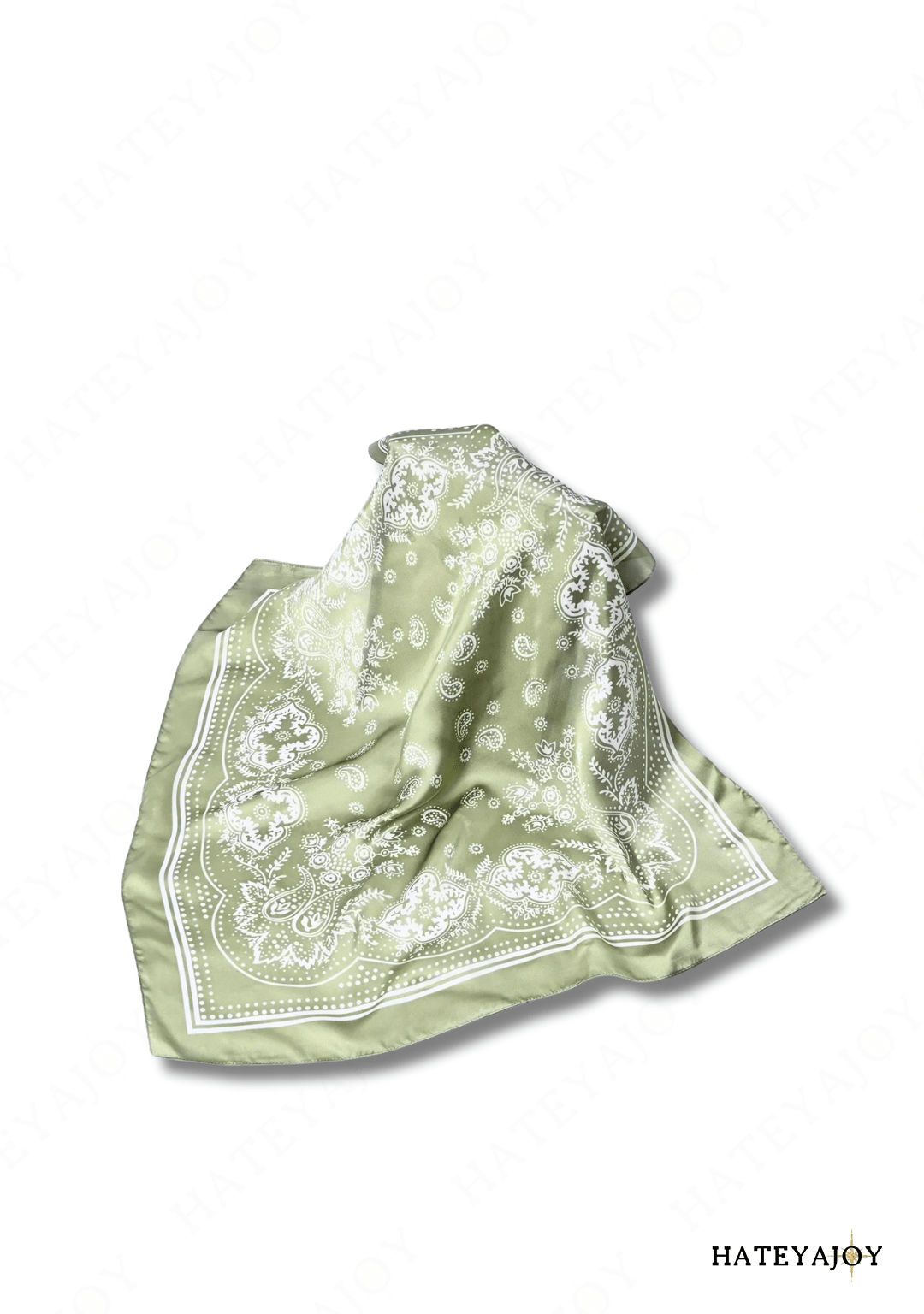 Foulard Carré Satin Femme Boho<br>Wild Soul | HateyaJoy Vert Pâle / 70 x 70