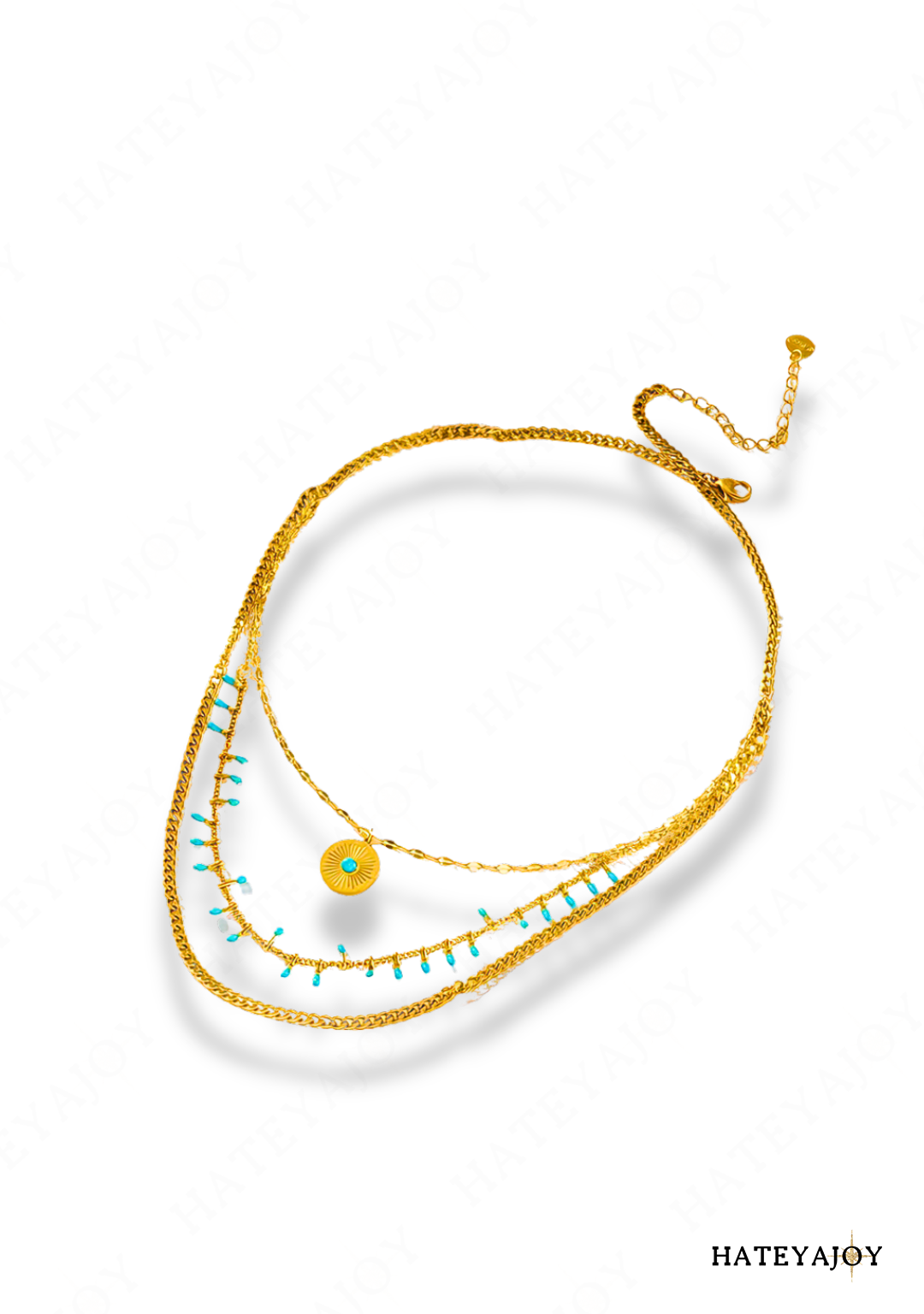 Collier Doré Touche Turquoise Bohème Chic<br>Bela