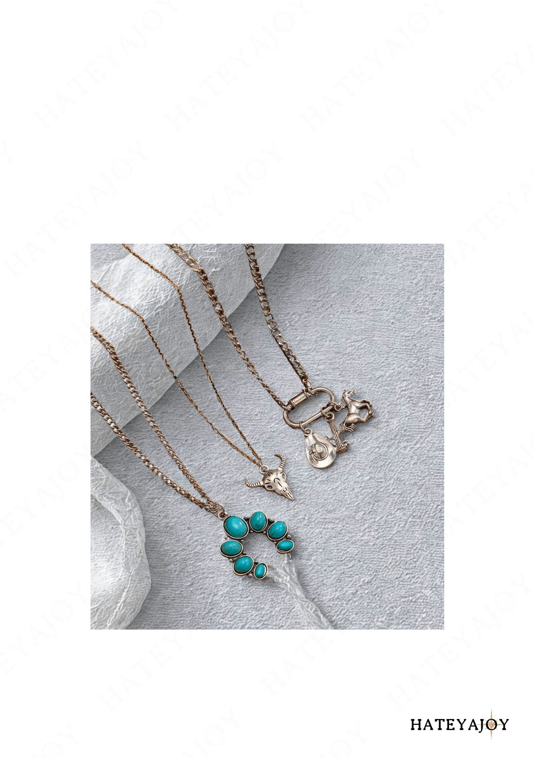 Pendentif 3 Chaînes Buffle Western | Woopy | HateyaJoy Argenté