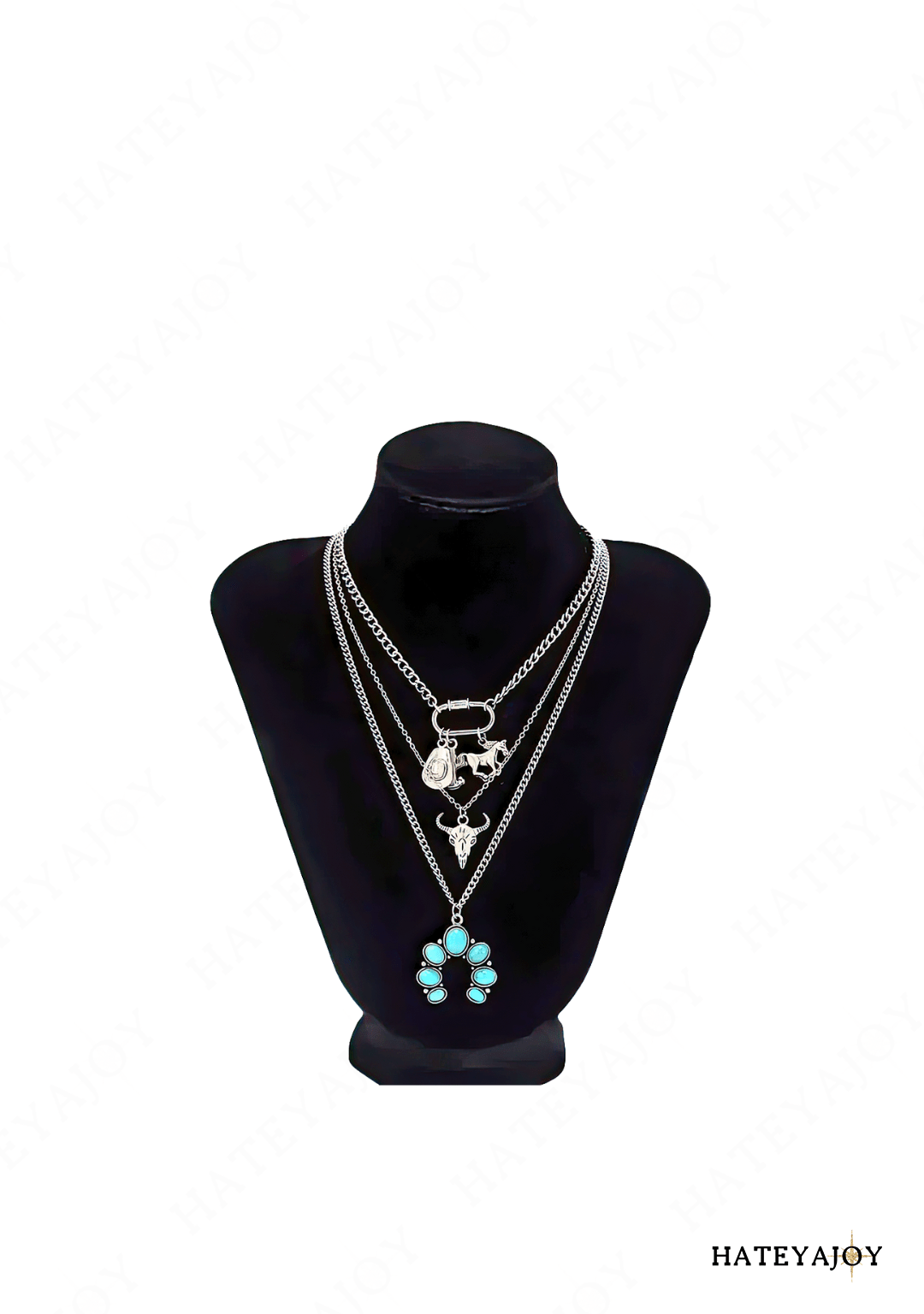Pendentif 3 Chaînes Buffle Western | Woopy | HateyaJoy Argenté