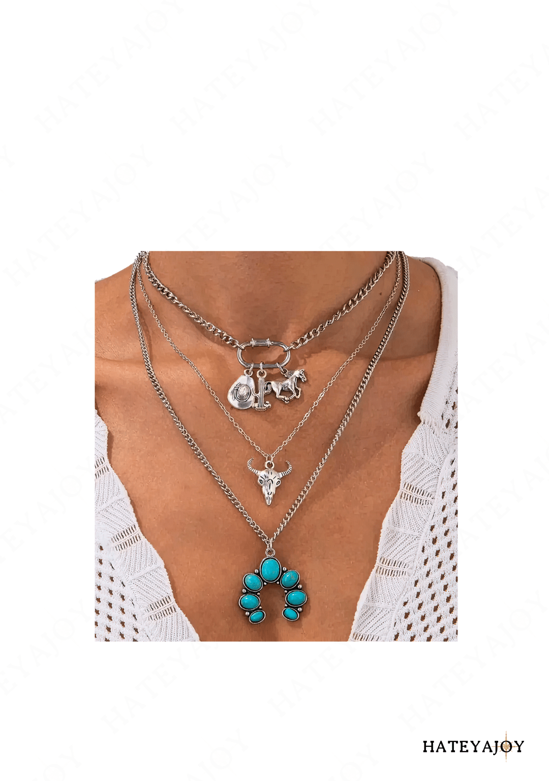 Pendentif 3 Chaînes Buffle Western | Woopy | HateyaJoy Argenté