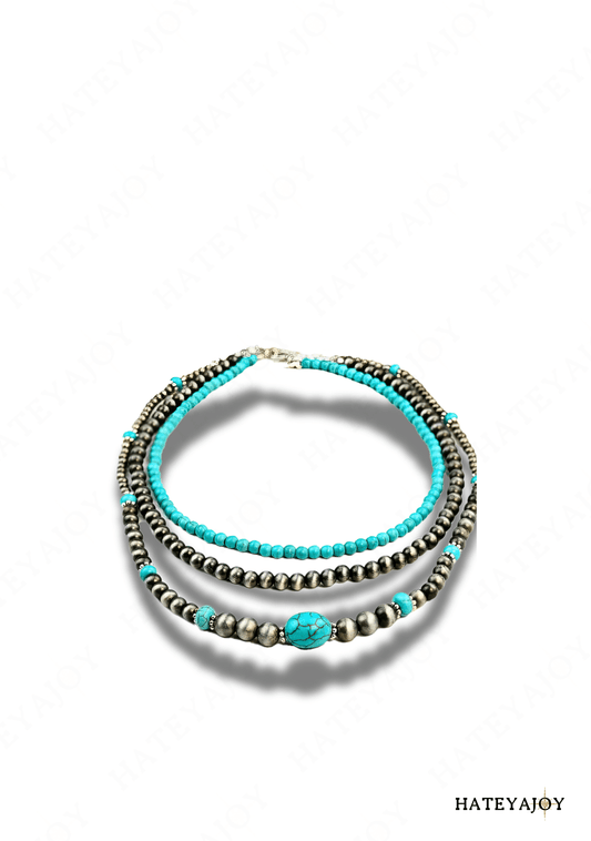 3 Colliers Femme Western Turquoise<br>Xenia