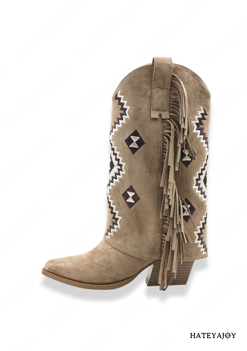 Bottes Cowboy Daim Franges Zaphina