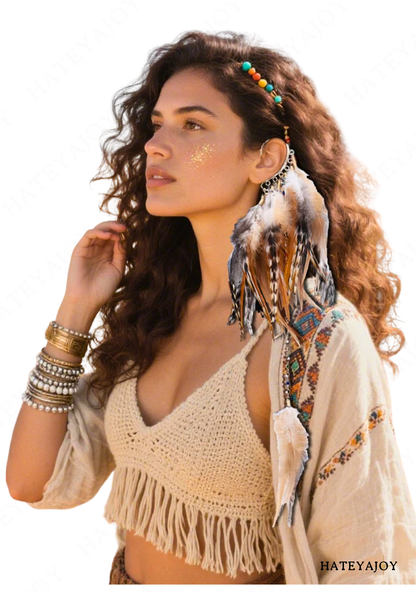 Boucles D'oreilles Longues Plumes Couleurs | Tribu