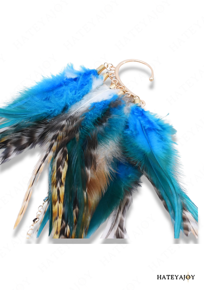 Boucles D'oreilles Longues Plumes Couleurs | Tribu