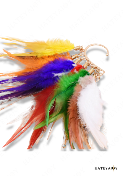 Boucles D'oreilles Longues Plumes Couleurs | Tribu