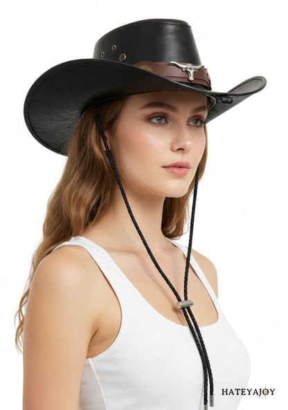 Chapeau Western Unisexe Similicuir Bohème Cowboy<br>Georgia