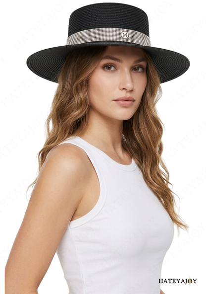 Chapeaux Paille Strass Noir | Staycy