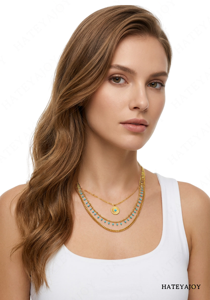 Collier Doré Touche Turquoise Bohème Chic<br>Bela