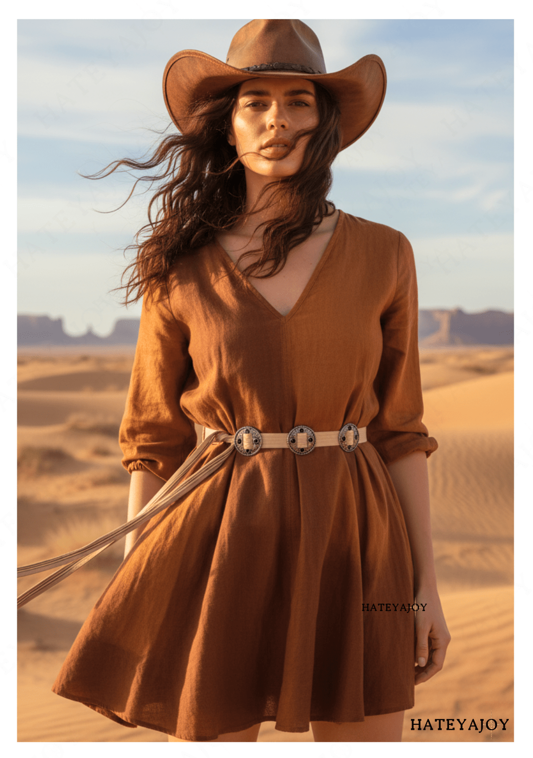 Ceinture Boho Daim Franges Oeillets | Mae | HateyaJoy Beige