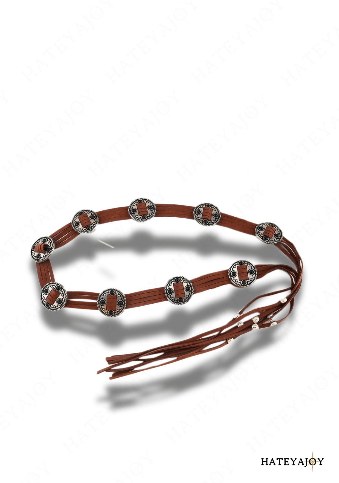 Ceinture Boho Daim Franges Oeillets | Mae | HateyaJoy Marron