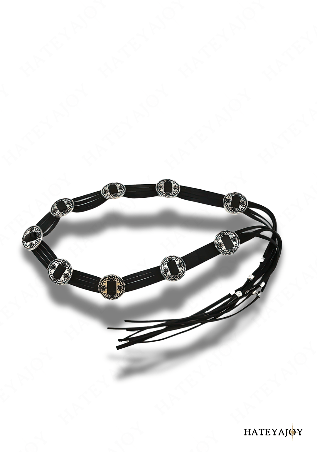 Ceinture Boho Daim Franges Oeillets | Mae | HateyaJoy Noir