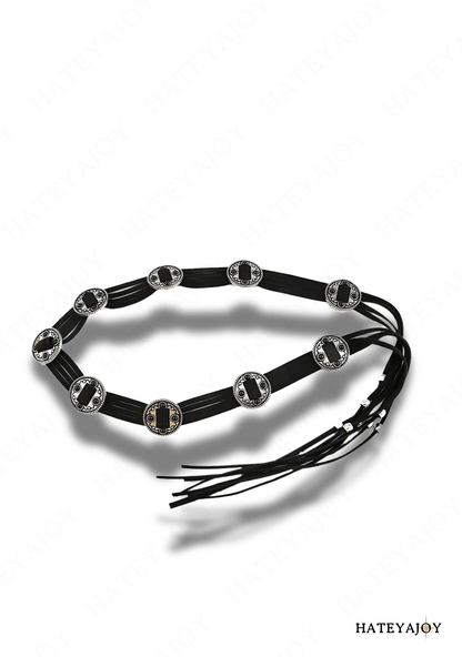 Ceinture Boho Daim Franges Oeillets <br> Mae
