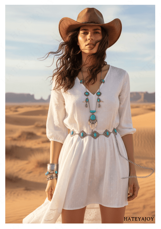 Ceinture Métal Triangle Turquoises<br>Elora