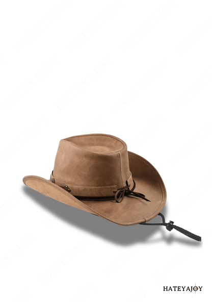 Chapeau Cowboy Western 100% Cuir Large Bord Boho<br>Austin