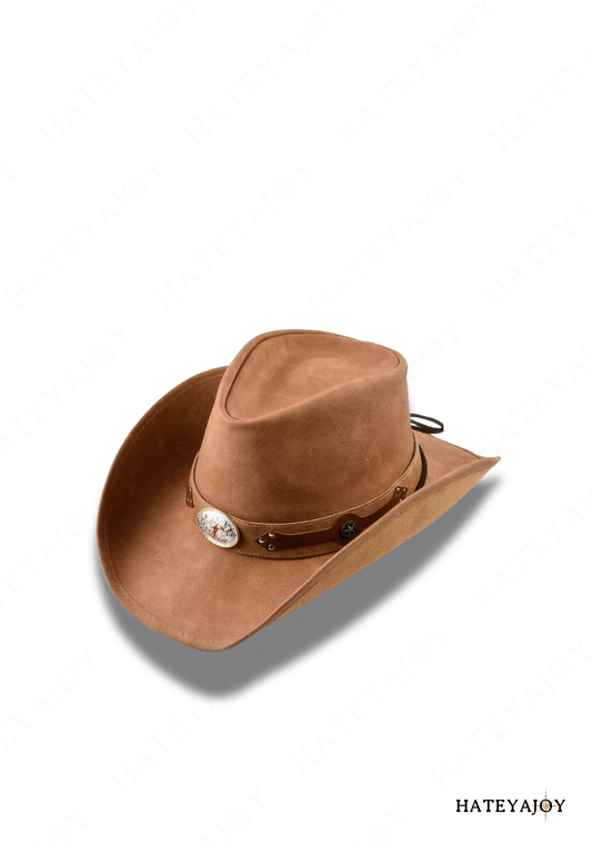 Chapeau Cowboy Western 100% Cuir Large Bord Boho Style<br>Austin