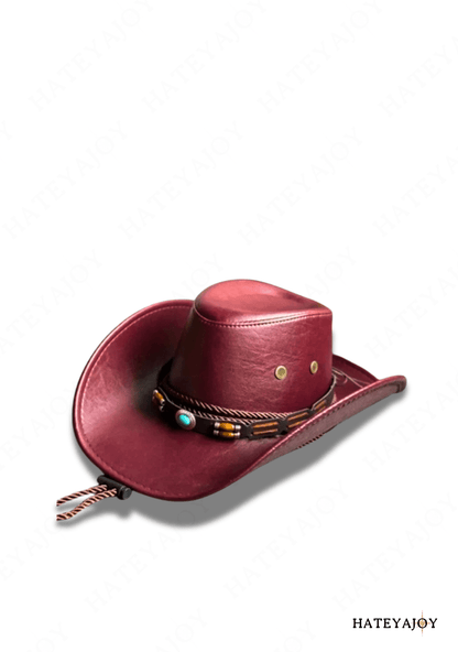Chapeau Western Similicuir Boho Cowgirl Cowboy<br>Tex