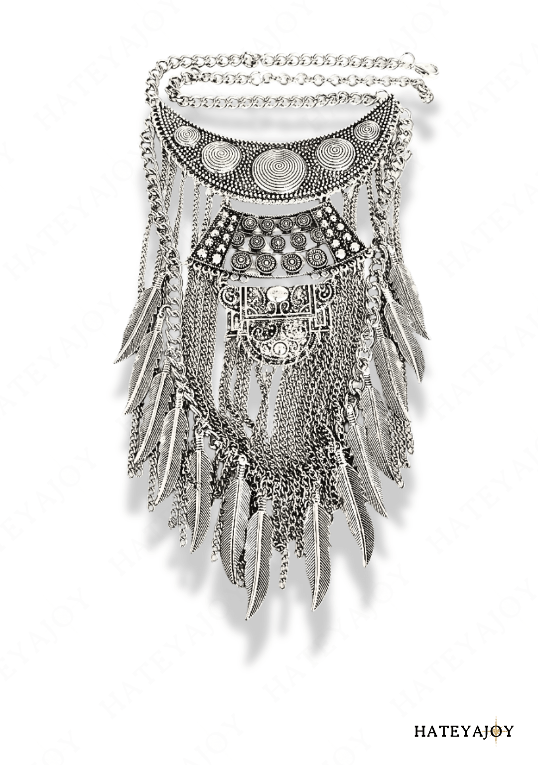 Collier Large à chaînes Feuilles et Pampilles<br>Cheyenne