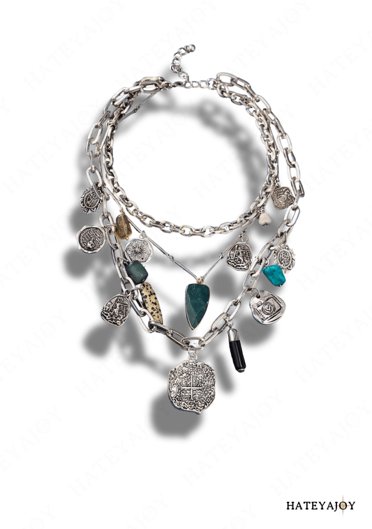 Collier Multi-rangs Boho Chic Pendentifs<br>Aquazur