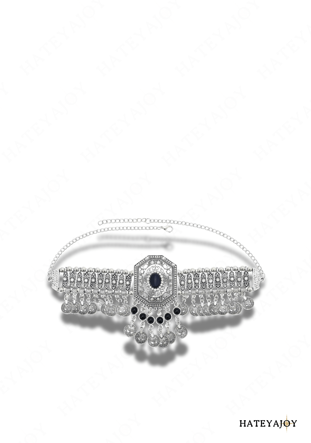 Collier Ras de Cou Pièces Gros Pendentif Boho | Ahanna | HateyaJoy Noir