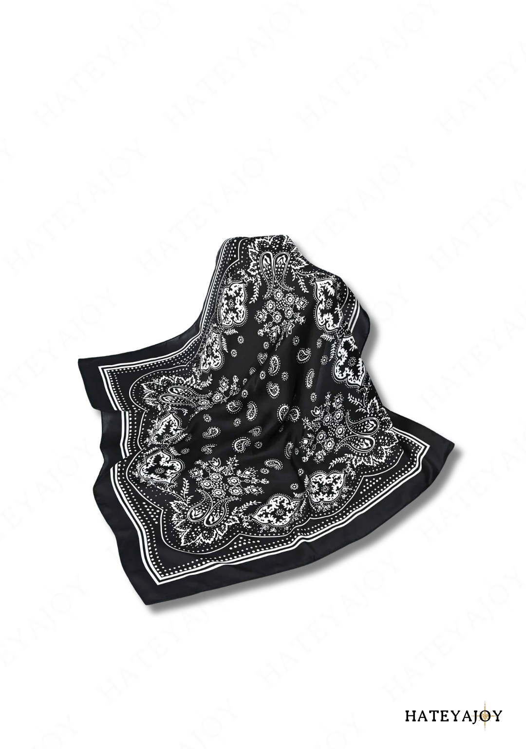Foulard Carré Satin Femme Boho<br>Wild Soul | HateyaJoy Noir / 70 x 70