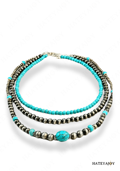 3 Colliers Femme Western Turquoise Xenia