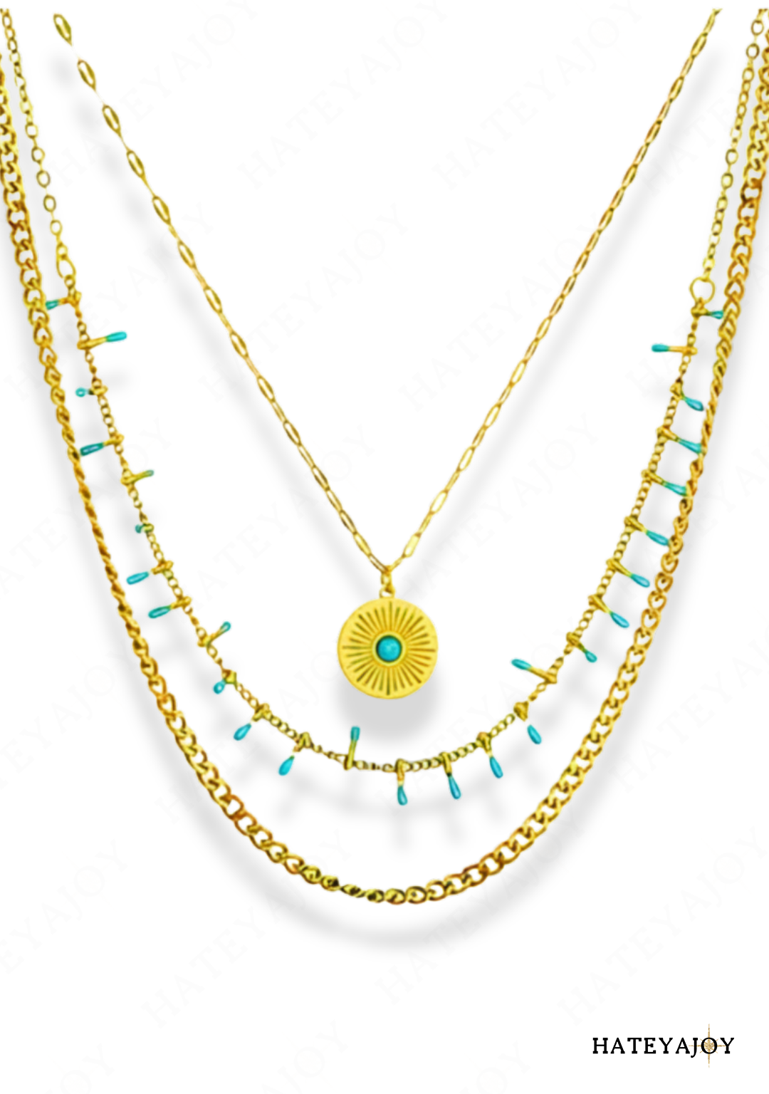 Collier Doré Touche Turquoise Bohème Chic Bela