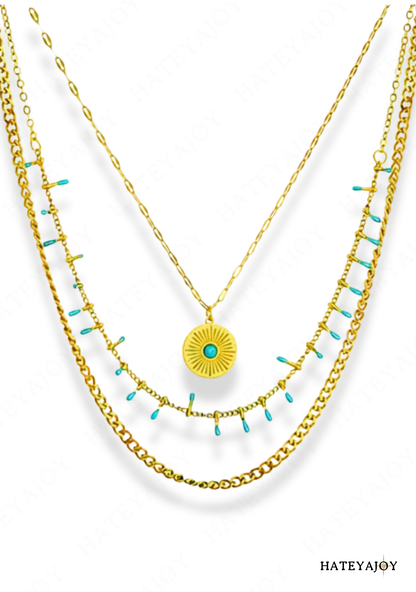 Collier Doré Touche Turquoise Bohème Chic Bela