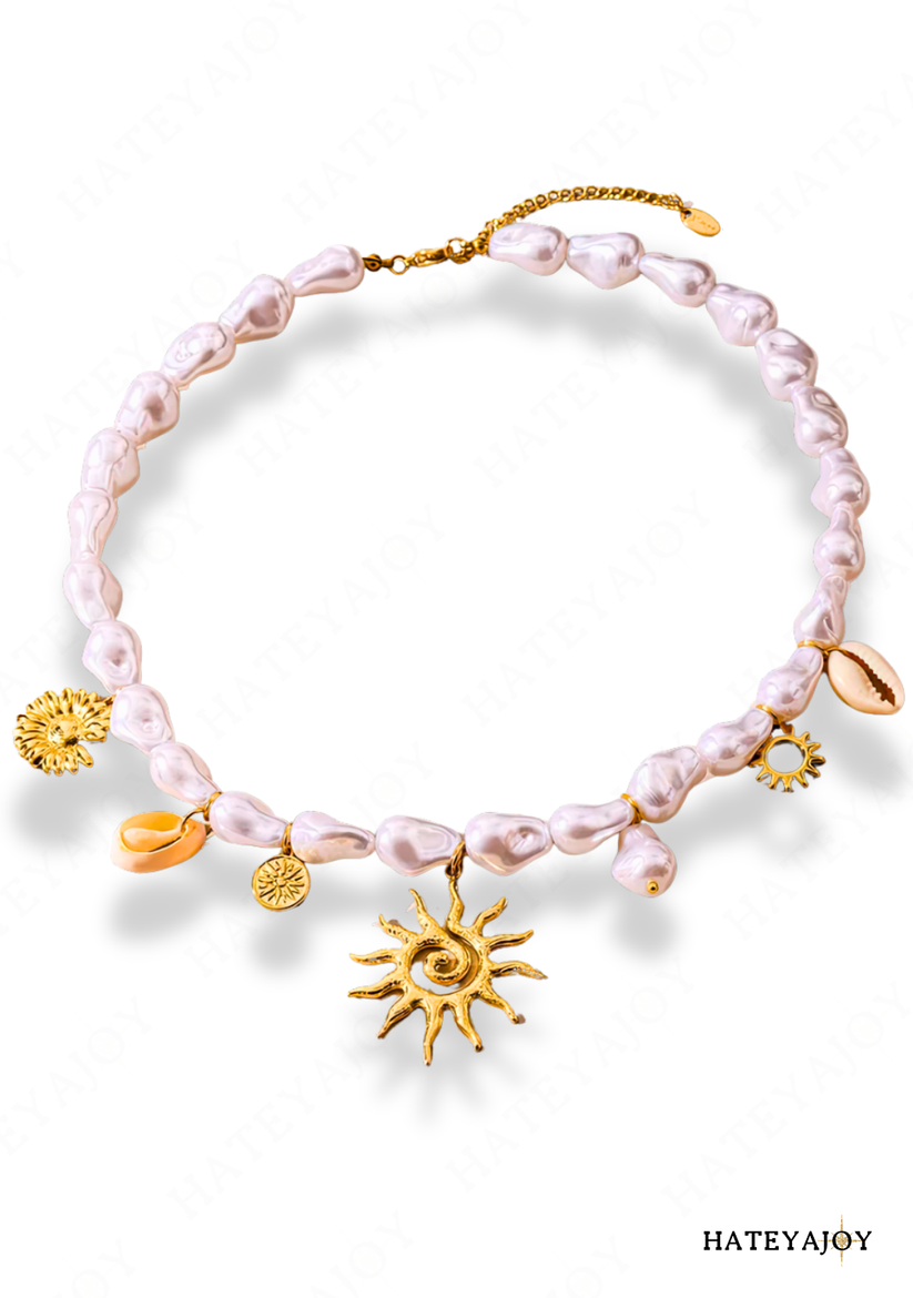 Collier Perles Coquillage Soleil Sunny