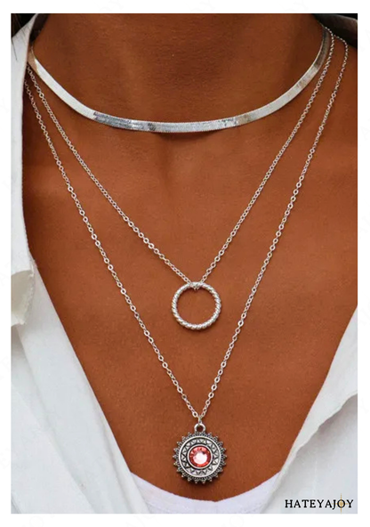 Collier Avec Pendentifs Cercle Et Pierre<br>Rosalie