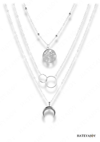 Collier Pendentif Croissant De Lune<br>Trio